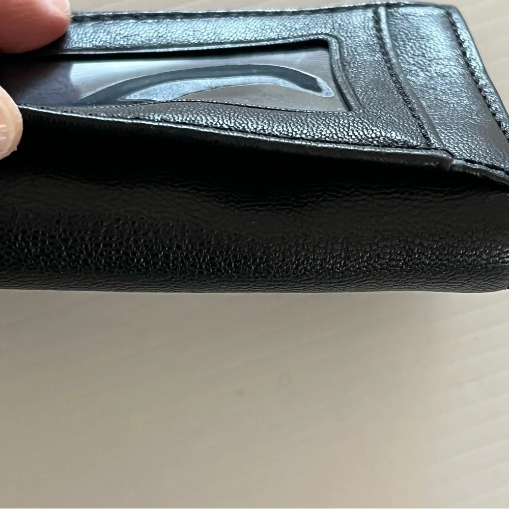 RARE Vintage Michael Kors Black Leather Silver Tone Mini Flap Wallet w/Key Ring - Picture 8 of 12